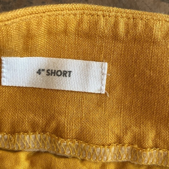 LOFT Linen Blend Riviera Embroidered Scalloped Hem Shorts Mustard Yellow Sz 4 - Picture 8 of 9